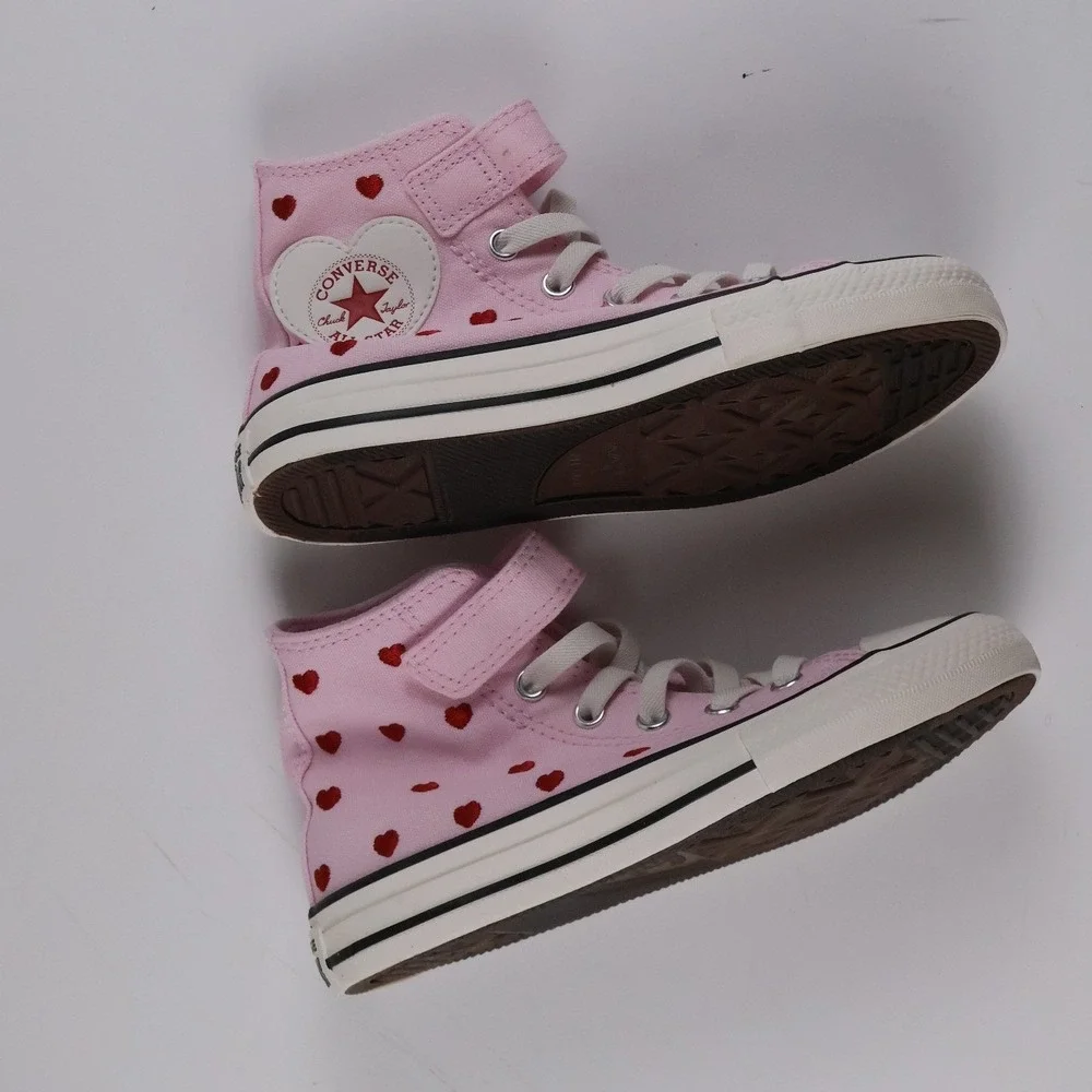 Converse Chuck Taylor All Star 1V Hi Pink Red Heart Youth 13 Canvas NEW